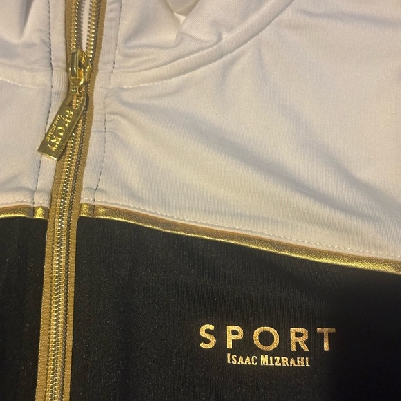 ISAAC MIZRAHI Polyester black white Stand Collar Zip-up Sport Jacket - Small - Picture 9 of 12